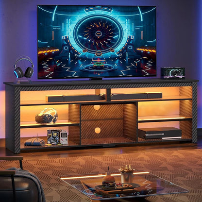Tall TV Stand for 75 inch TV, LED Entertainment Center