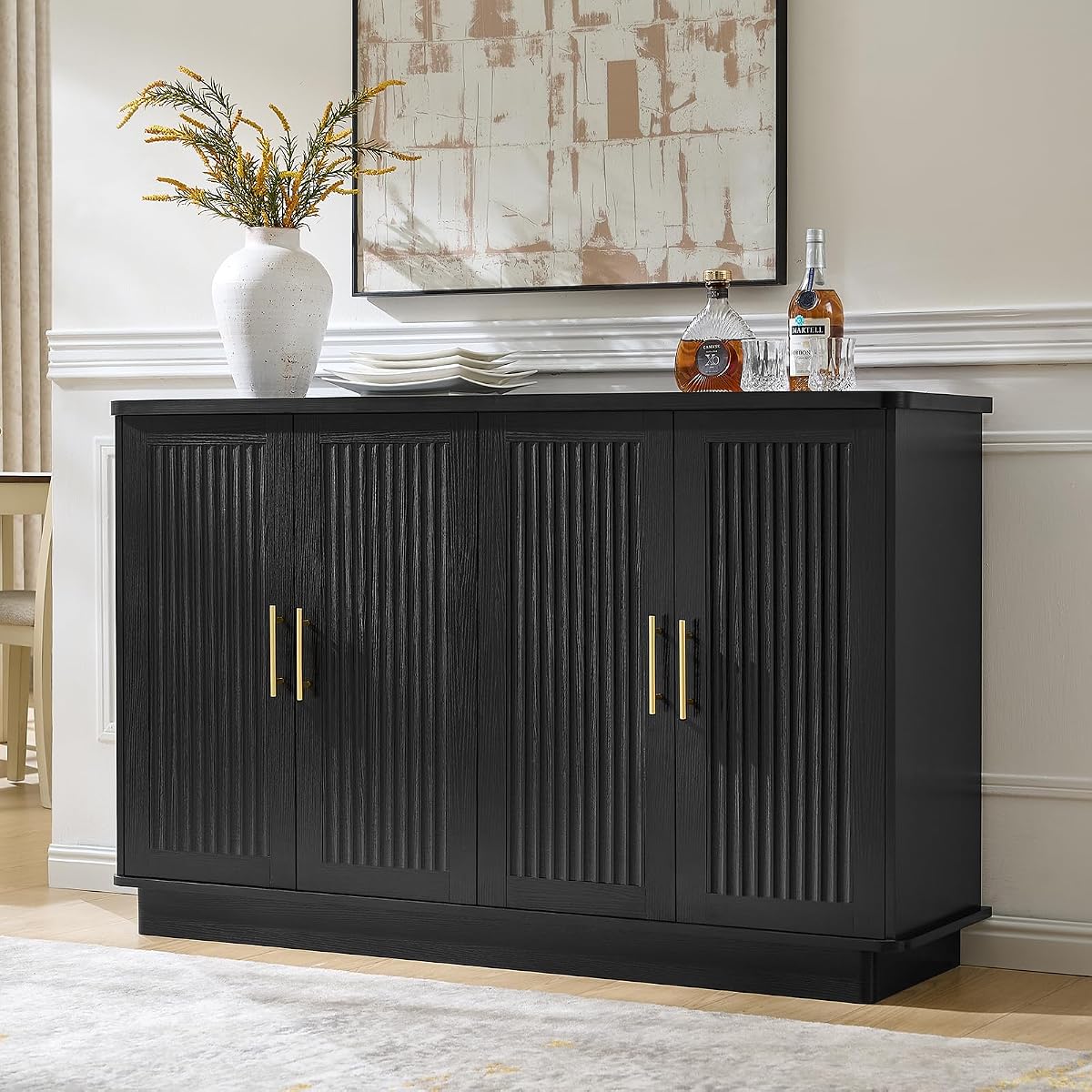 Modern Sideboard Buffet Cabinet with Storage, Black