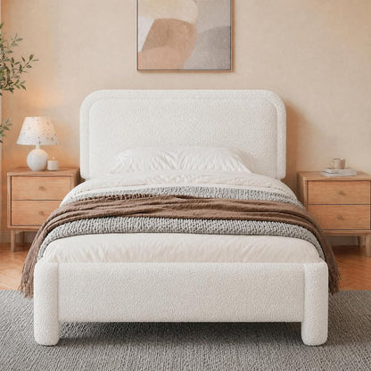 Teddy Boucle Bed Frame Full Size with Adjustable Headboard
