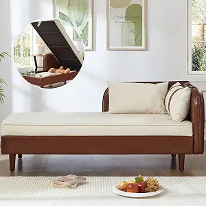 PU Leather Chaise Lounge Chair Indoor, view 2
