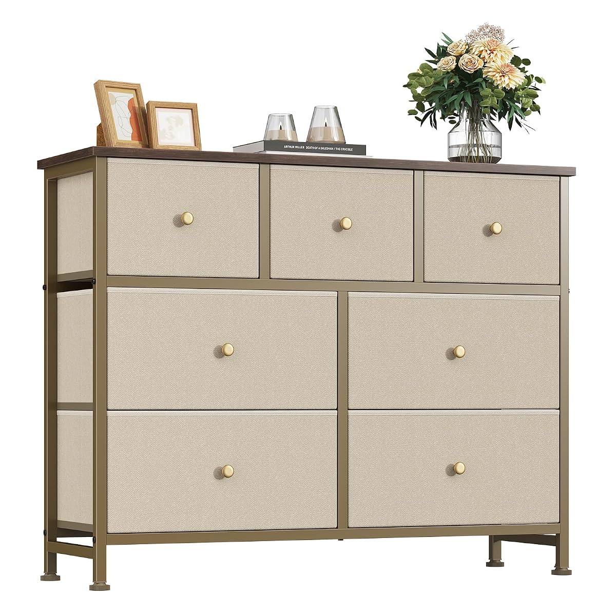 Fabric Dresser for Bedroom with 7 Drawers, Chest of Drawers