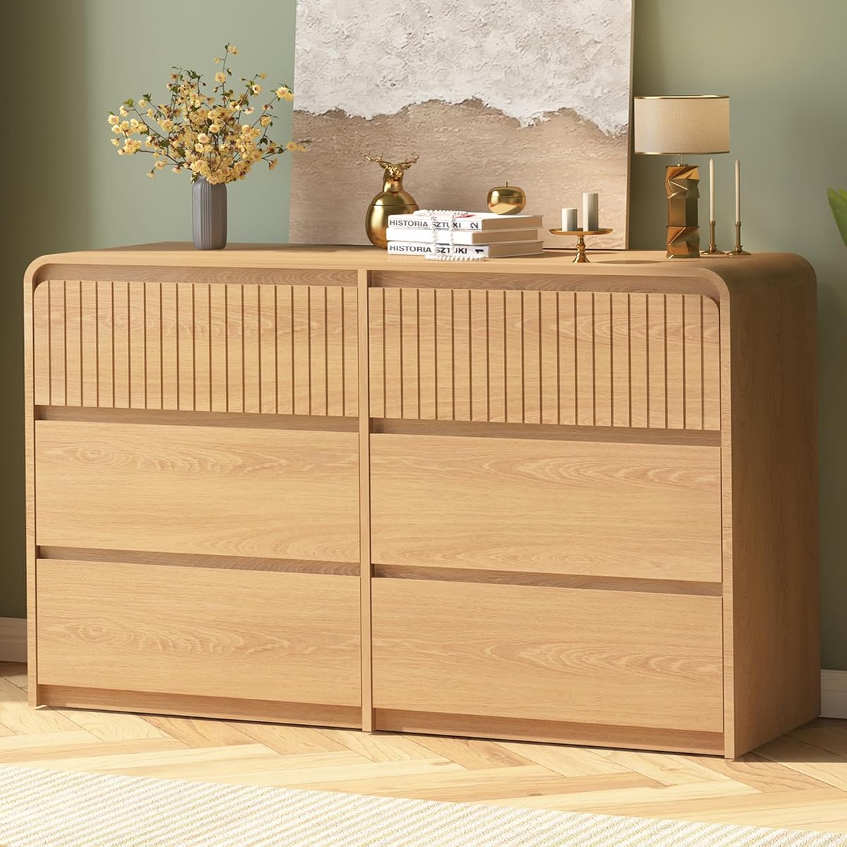 Modern 6 Drawer Dresser for Bedroom, 48" Large Wide Chest of Drawers