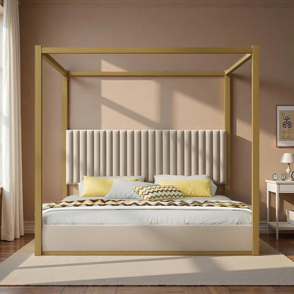 LUMISOL King Size Canopy Bed with Headboard