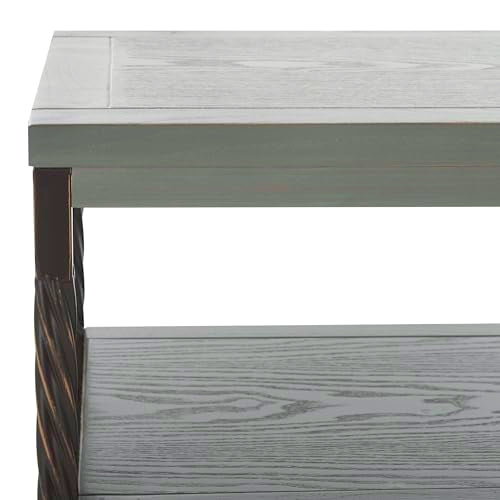 SAFAVIEH Home Collection – Joshua Ash Grey 3-Drawer Console Table with Shelf, Wicker Front Storage Drawers, Farmhouse-Inspired Accent Console for Entryway or Living Room (AMH6532B)