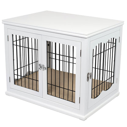 Decorative Dog Kennel with Pet Bed, Small Indoor Pet Crate, Double Door Design
