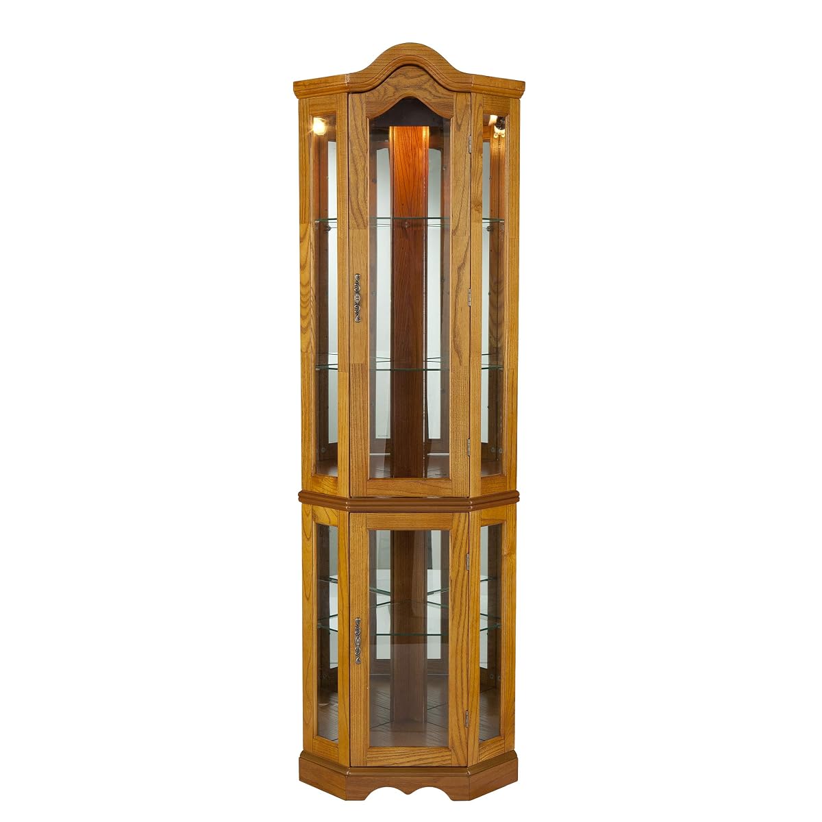 Home Decorators Collection Vitric Lighted Curio, 70" Hx21 Wx16 D, Golden Oak