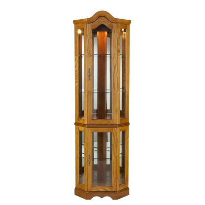 Home Decorators Collection Vitric Lighted Curio, 70" Hx21 Wx16 D, Golden Oak