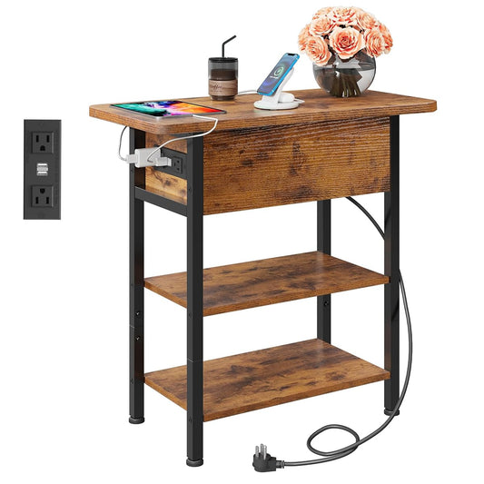 3-Tier End Table with Charging Station