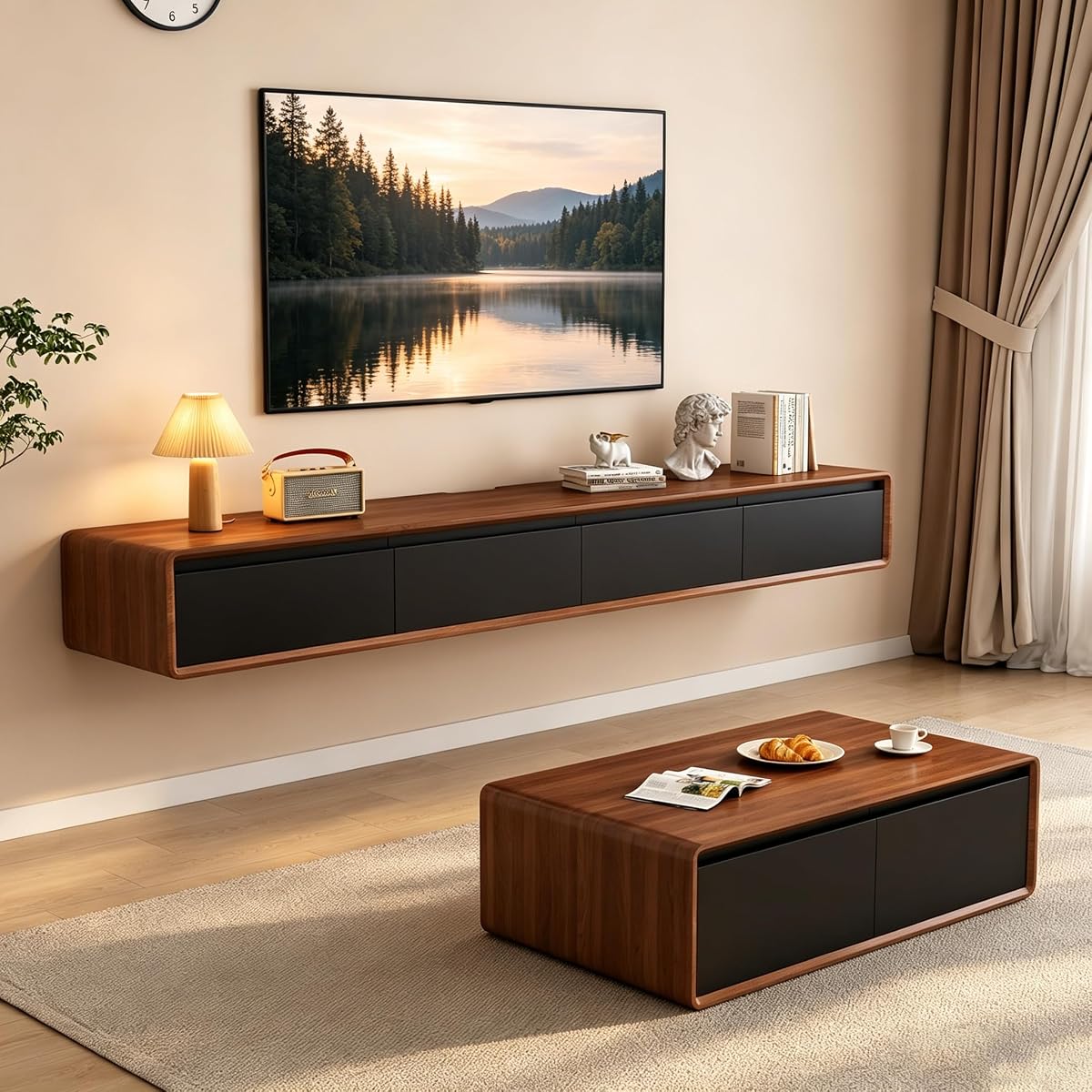 Floating TV Stand Wall Mounted TV Cabinet with Storage for Living Room