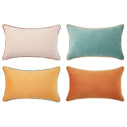 Decorative Throw Pillow Covers Cushion Cases, Set of 4 Soft Velvet Modern Double-Sided Designs, Mix and Match for Home Decor, Pillow Inserts Not Included (12x20 inch, Orange/Teal)