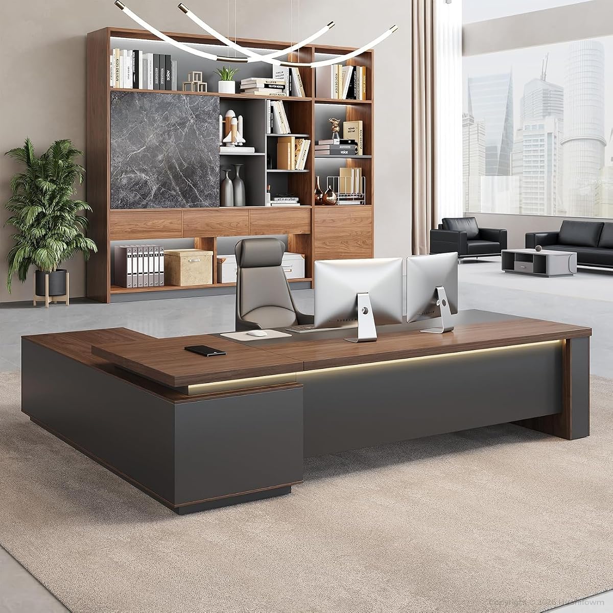 71" Reversible L-Shaped Executive Desk for Manager's Office