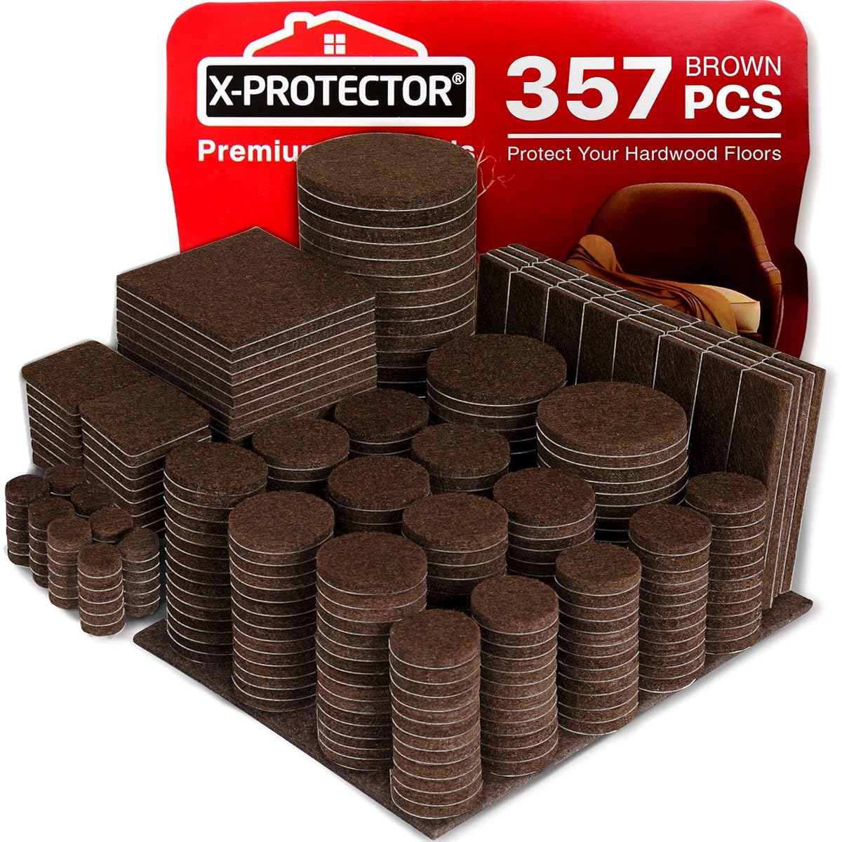 357 pcs Premium Huge Pack Felt Furniture Pads! Quantity of Furniture Sliders with Many Big Sizes – Your Ideal Floor Protectors. Protect Your Hardwood & Laminate Floor!