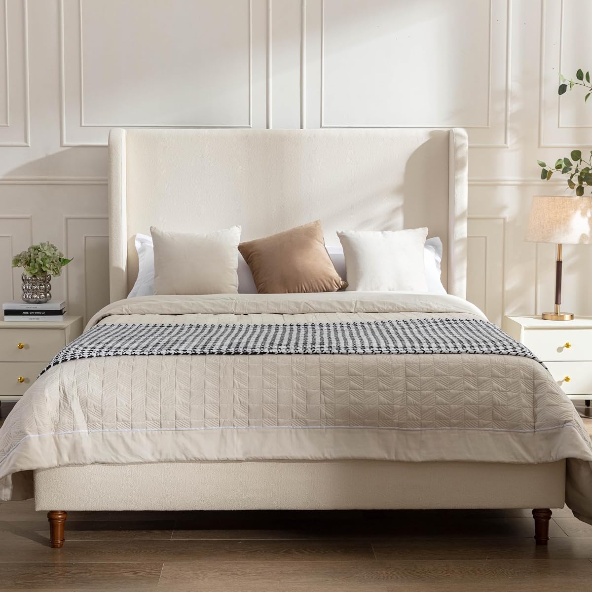 GDFStudio Tall Headboard Upholstered Bed