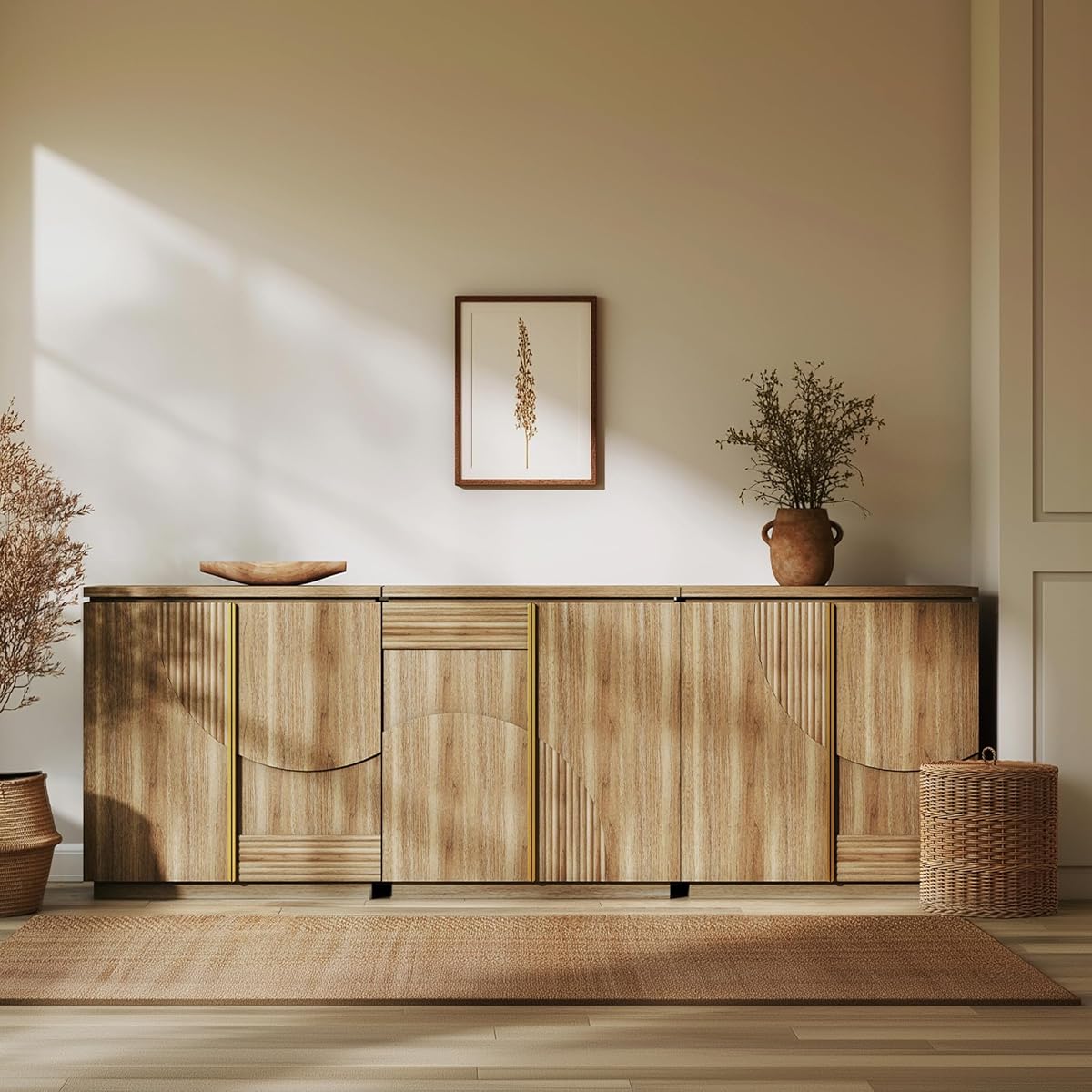 Set of 3 31" Kassi Sideboard Buffet Cabinet - Camel