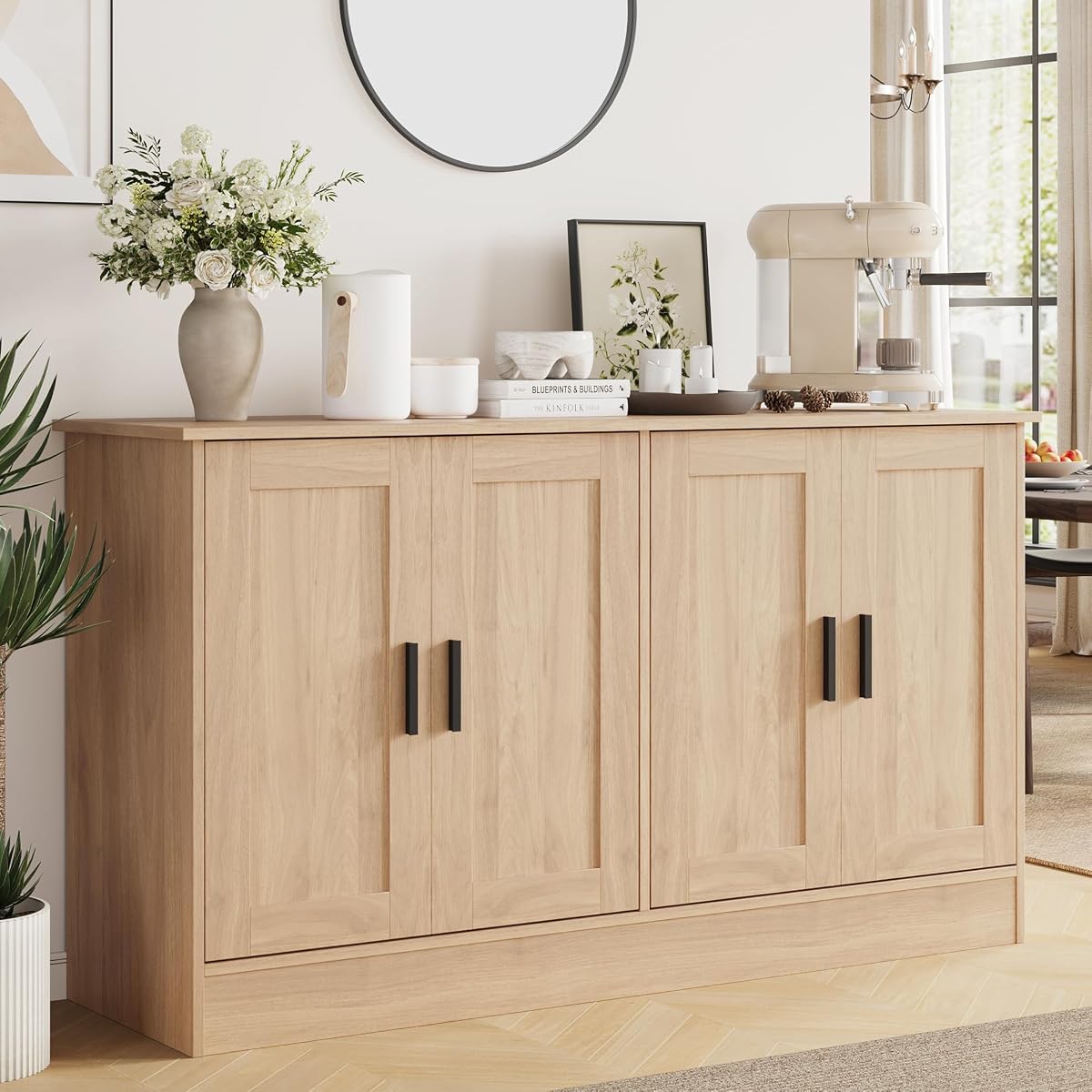 53" Oak Buffet Cabinet with Storage