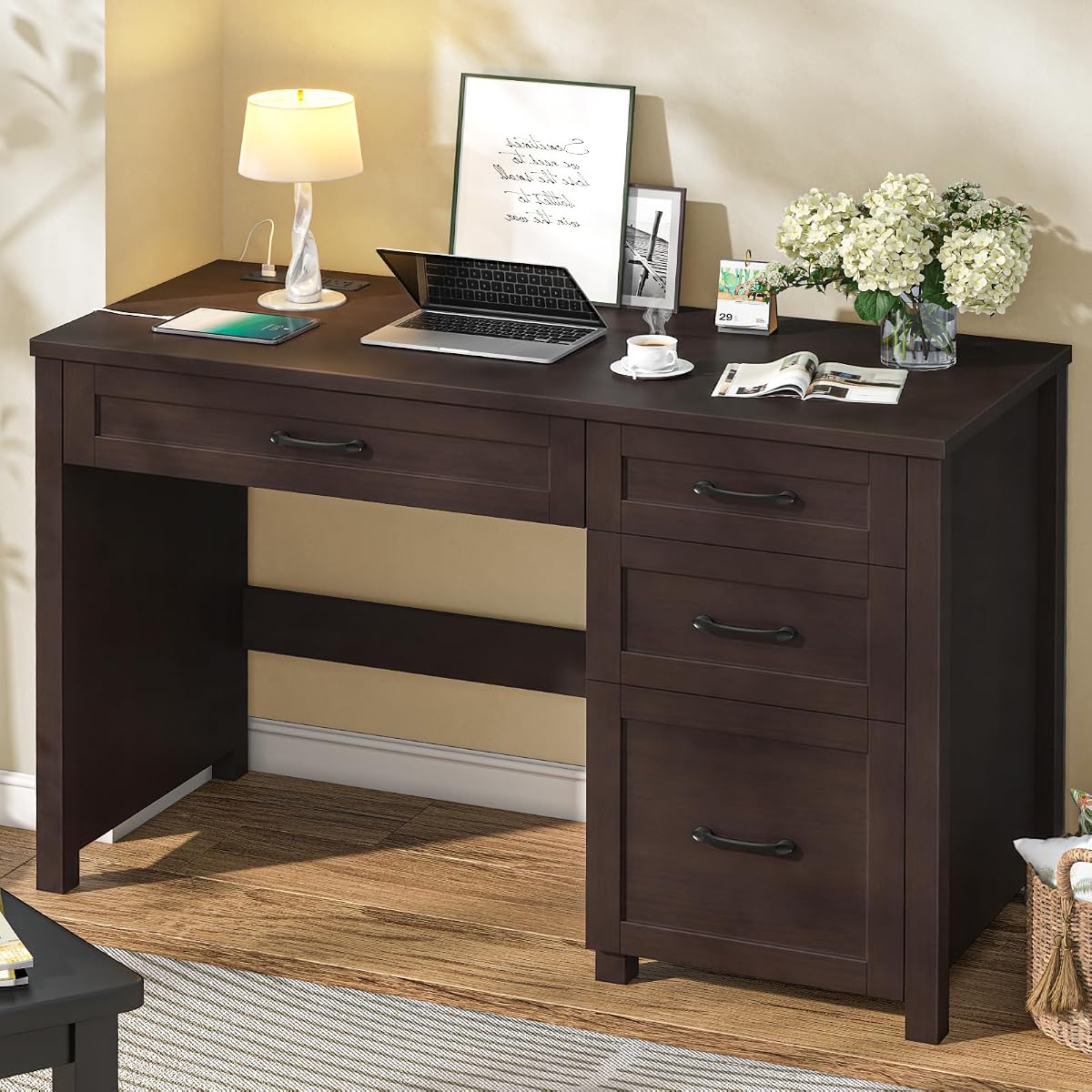 Farmhouse 47" Executive Desk with 4 Drawers