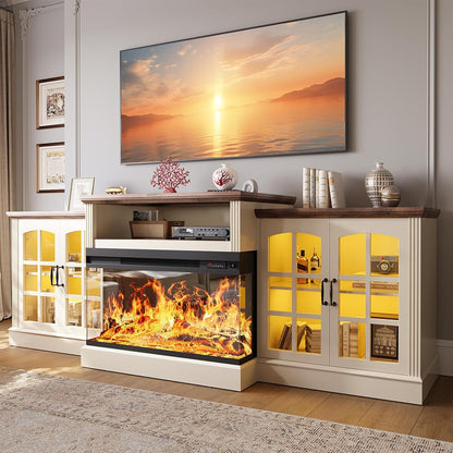 97'' Fireplace TV Stand with 3-Sided Electric Fireplace up to 100" TV
