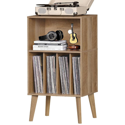 Record Player Stand, Oak Turntable Stand Holds up to 160 Albums