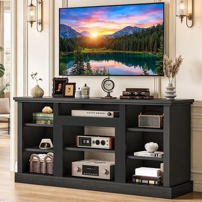 70" Farmhouse TV Stand for 75/80" TVs, Adjustable, Ink Black