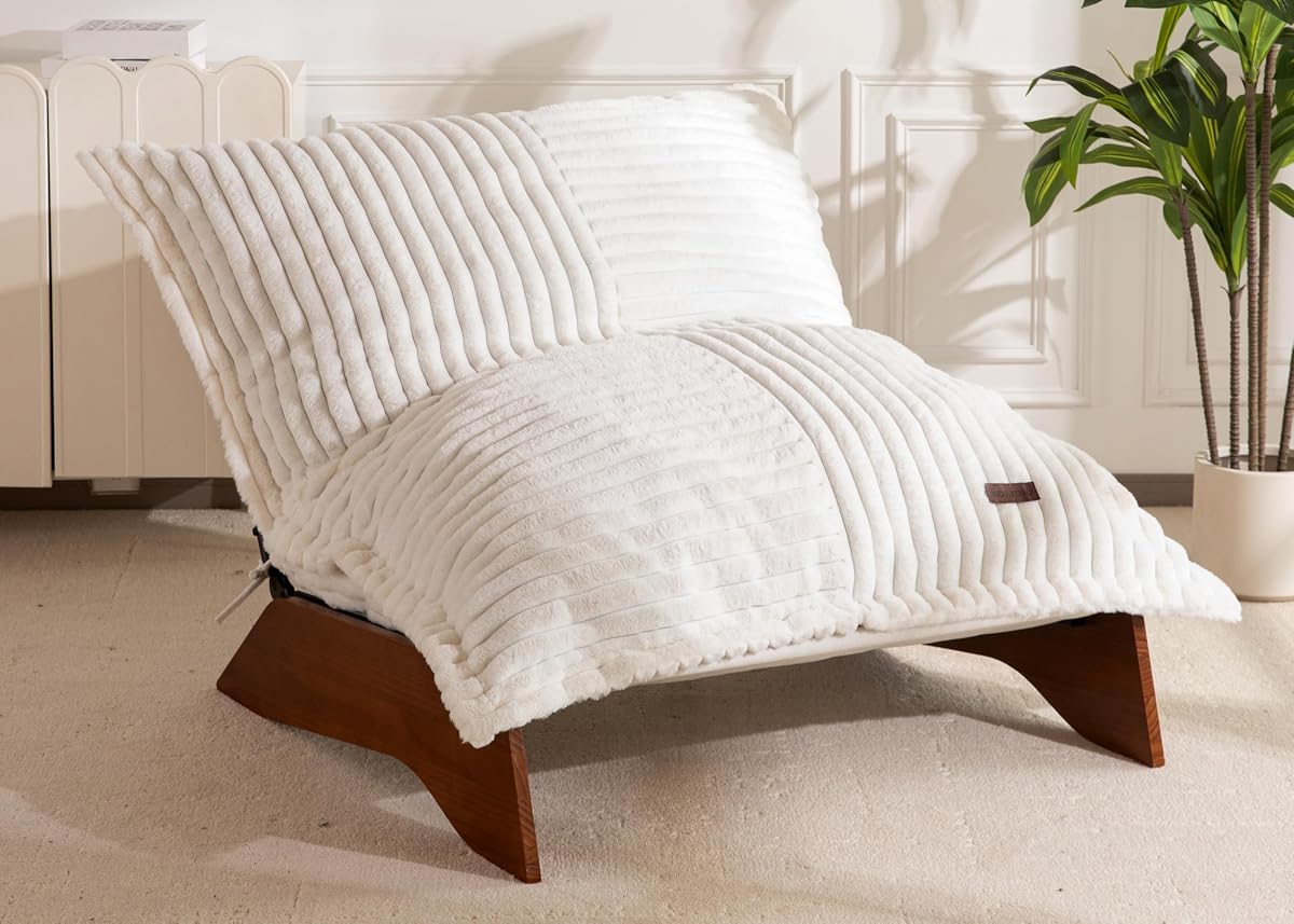 Adjustable Living Room Chair, 3-Position Bean Bag Chair with Frame