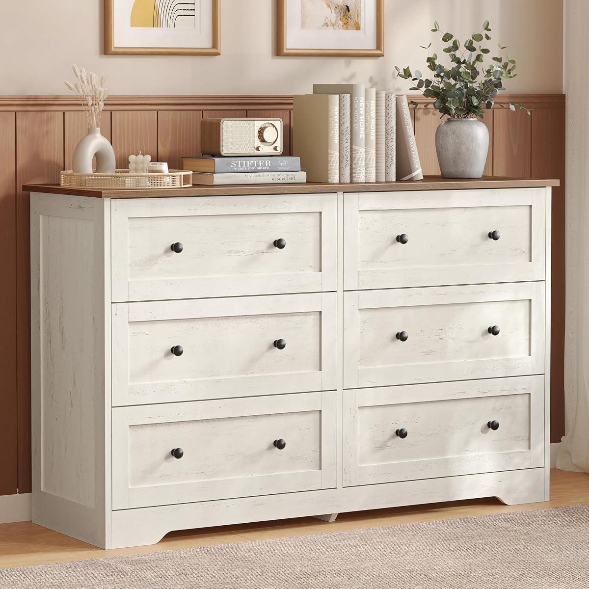 6-Drawer Dresser, Chest of Drawers, 47.2 x 15.7 x 30.7 in