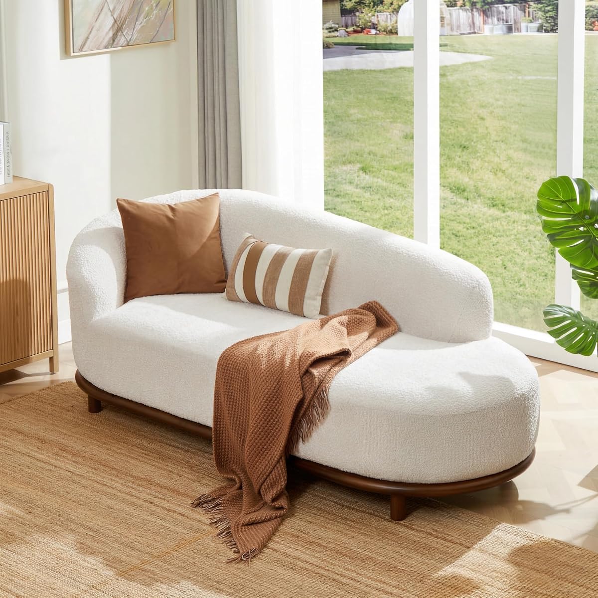 Boucle Oversized Chaise Lounge Left-Facing Sofa 83" (White)