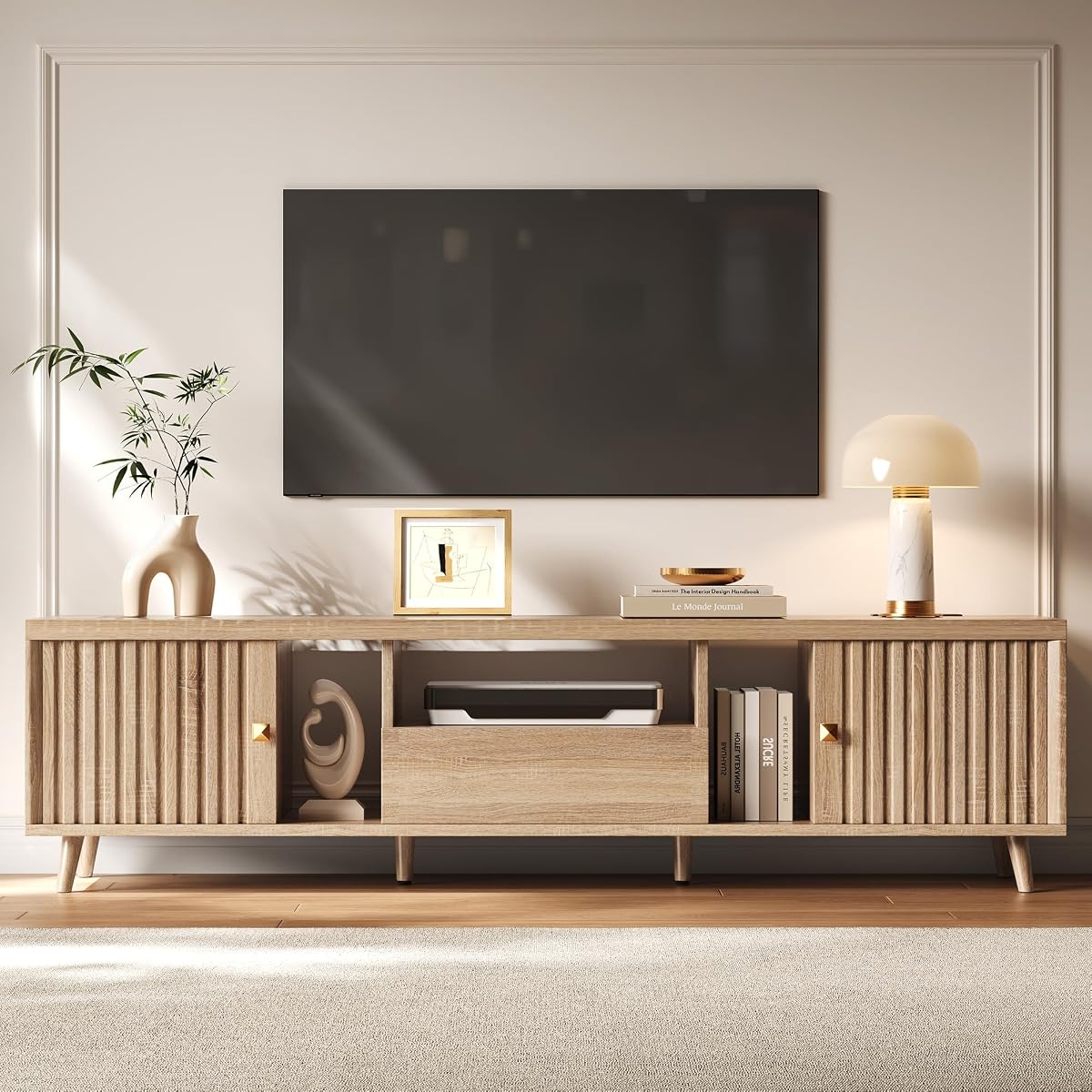 70" Mid Century Modern TV Stand with Power Outlet