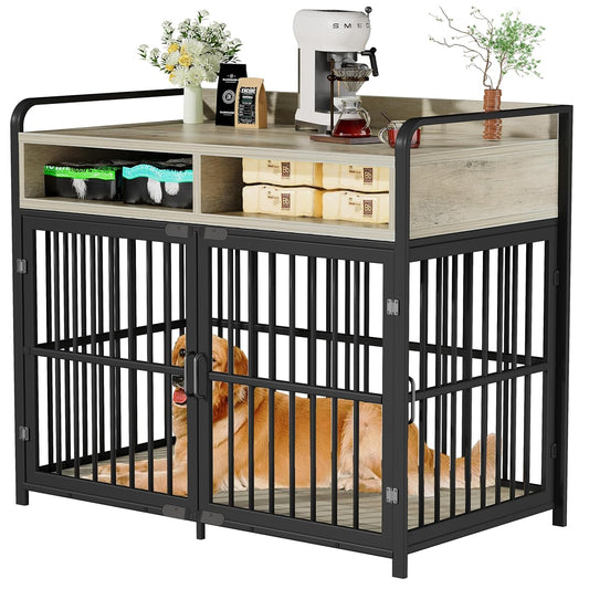 Large Dog Crate Furniture with Drawers Storage