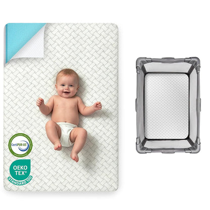 Pack and Play Mattress 38"x26" – Dual Sided Memory Foam Pack N Play Mattress Pad with Breathable Removable Cover, Non-Slip Bottom, Firm & Plush Support for Baby