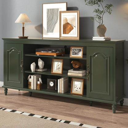 70" TV Stands for Living Room, Farmhouse TV Console, Vintage Green
