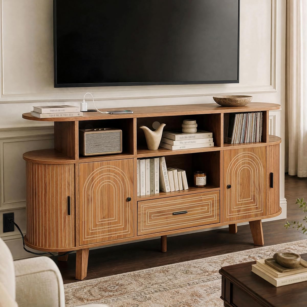 TV Stand for TVs up to 65 Inches with Charging Station