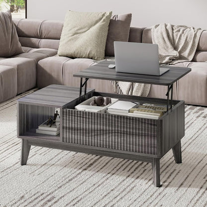 37.4" Rectangular Coffee Table for Living Room, Lift Top, Grey