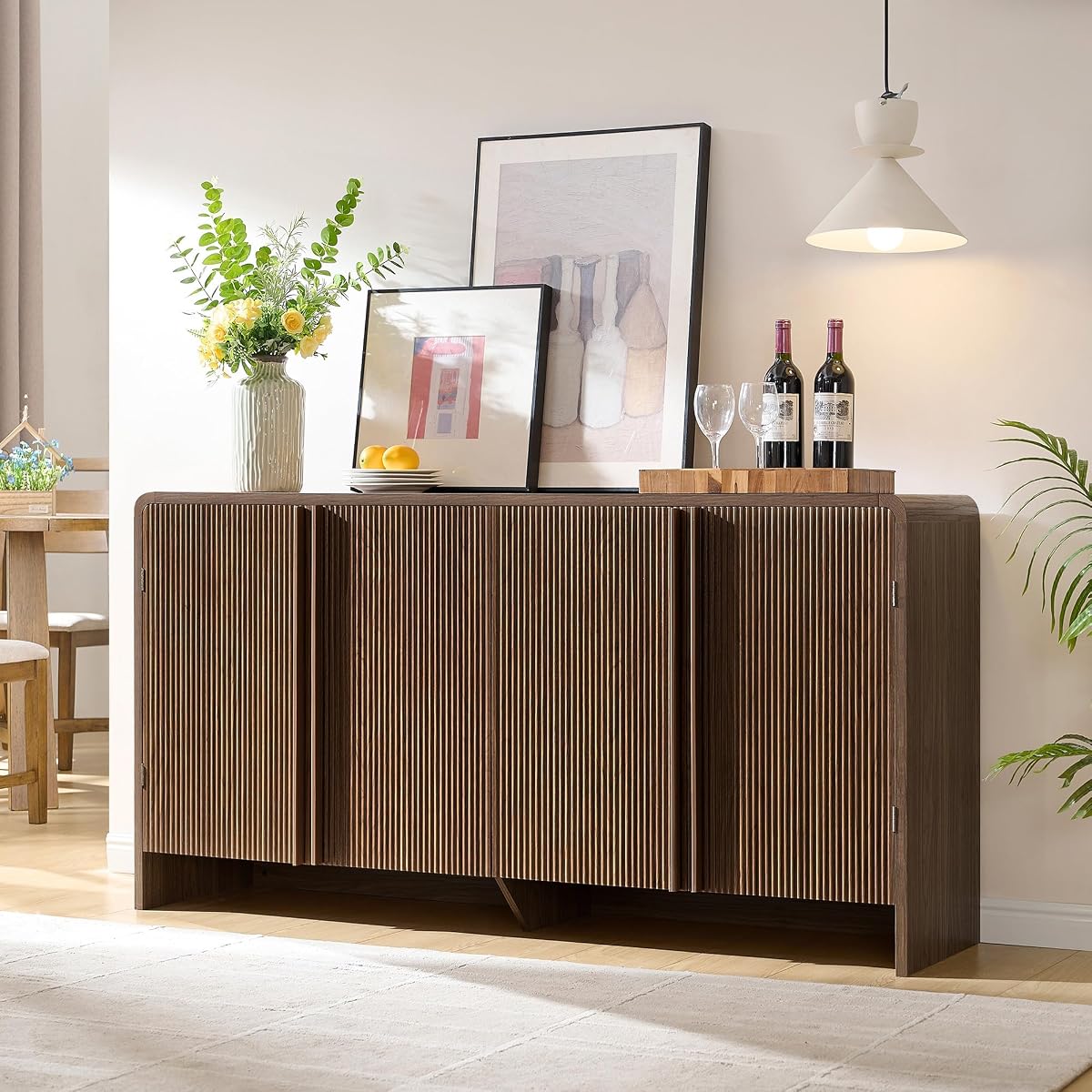 63" Fluted Sideboard Buffet Cabinet with Storage