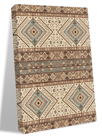 NuYeBiofx Southwest Ethnic Retro Brown Canvas Wall Art Prints,40"x28" Framed Picture Artwork Abstract Boho Geometric Printed Canvas Oil Painting for Living Room Bedroom Office,Ready to Hang