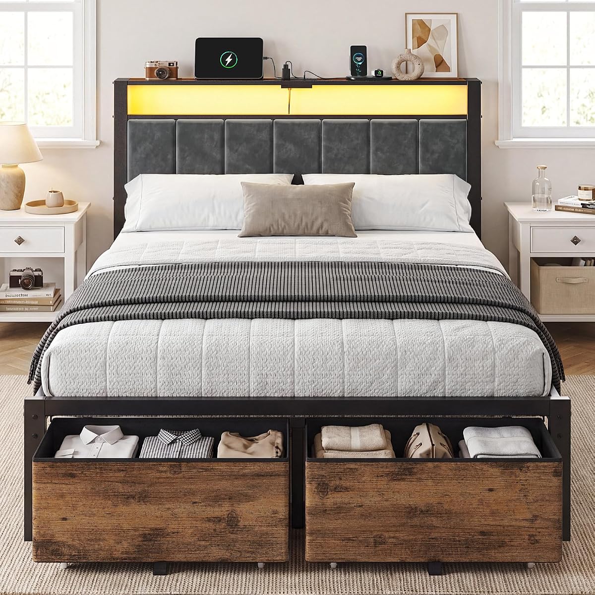 Full Size Bed with Headboard and Drawers