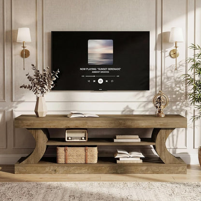 Tibesigns 63" Farmhouse TV Stand for 55/65/70 Inch TVs