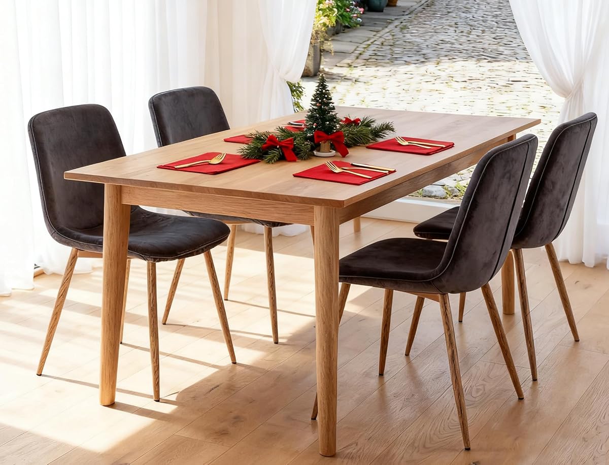 Dining Chairs Set of 4 Velvet Kitchen Chairs with Metal Legs Grey Modern Mid-Century Dining Room Chairs for Holiday Gatherings, Daily Use, Office Leisure Side Chairs