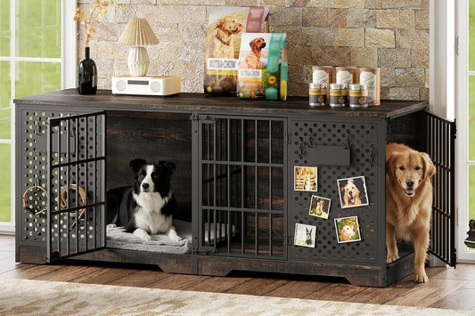 71" Dog Crate Furniture for 2 Large Dogs