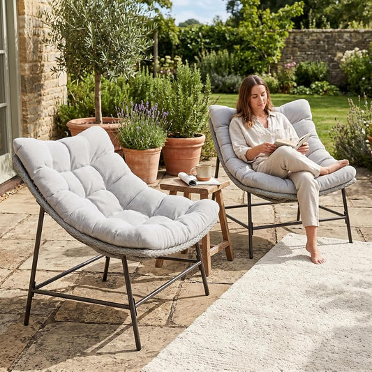 Outdoor Papasan Chairs Set of 2