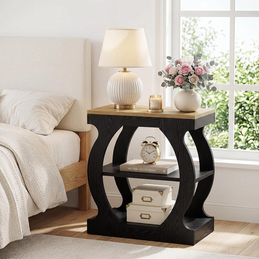 Tribesigns 23.6" Nightstand with 3-Tier Storage