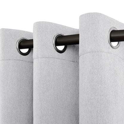 Linen Look Blackout Curtain Grommet Window Curtain Drapes for Bedroom, Living Room Thermal Insulated Room Darkening (2 Panels, 42x84 inch, Greyish White)