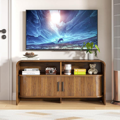 Small TV Stand for Bedroom, Low Fluted TV Console for 40 43 Inch