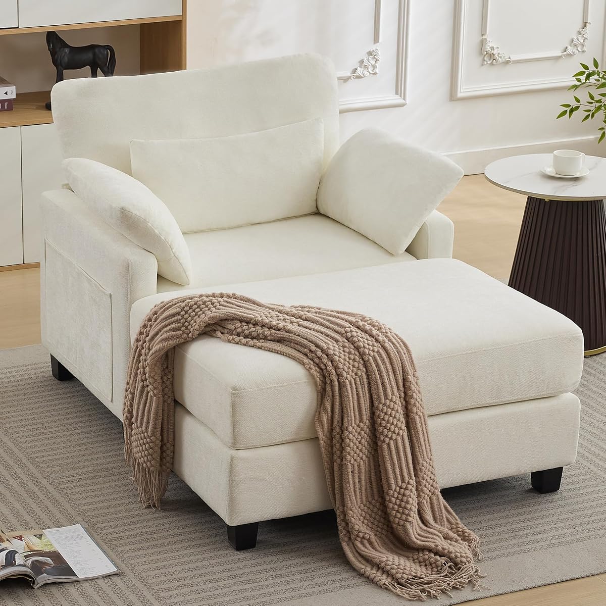 57.5" Oversized Chaise Lounge with Ottoman Indoor