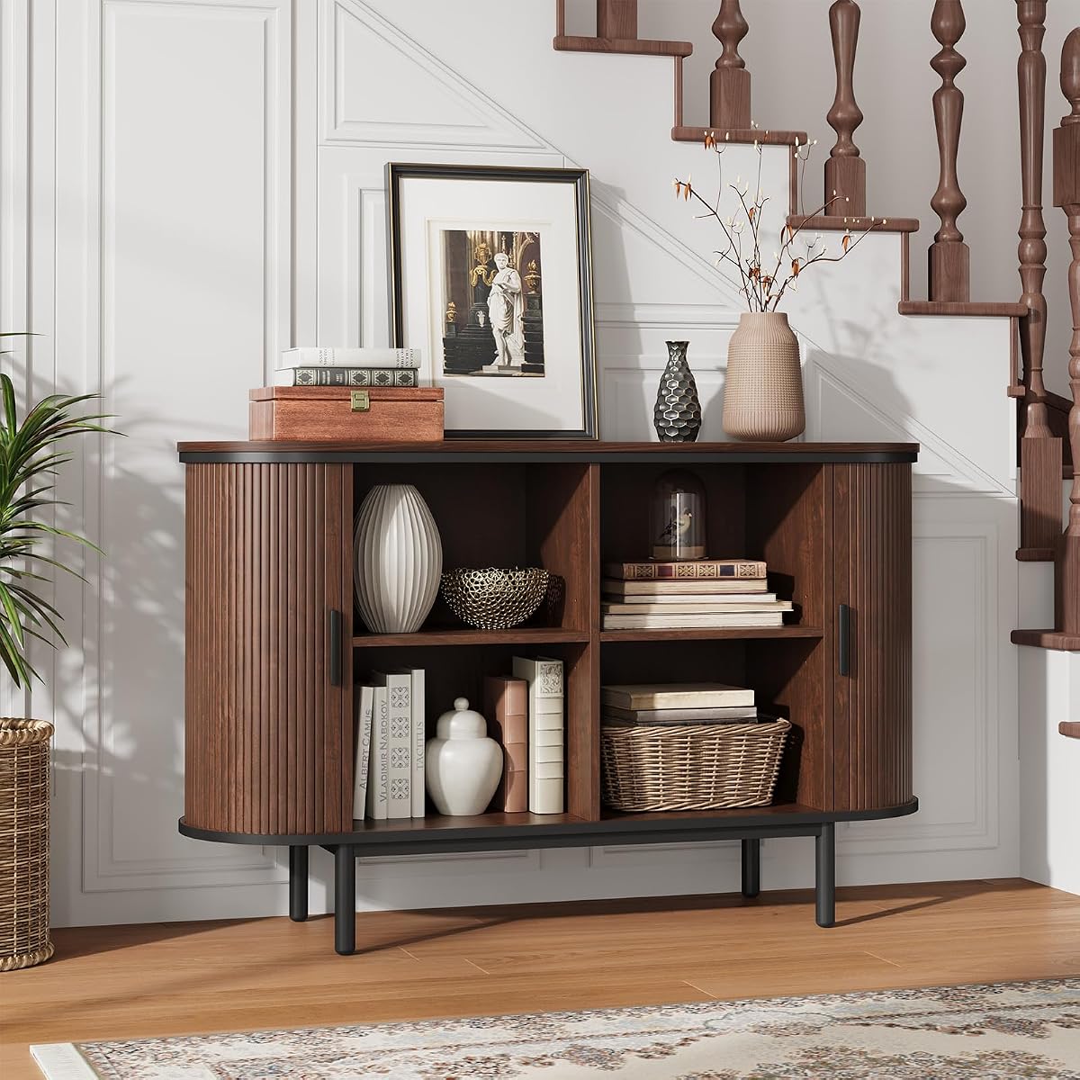 Console Table with Sliding Tambour Doors