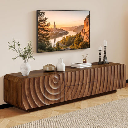 71" Mid Century Modern TV Stand, Walnut Entertainment Center