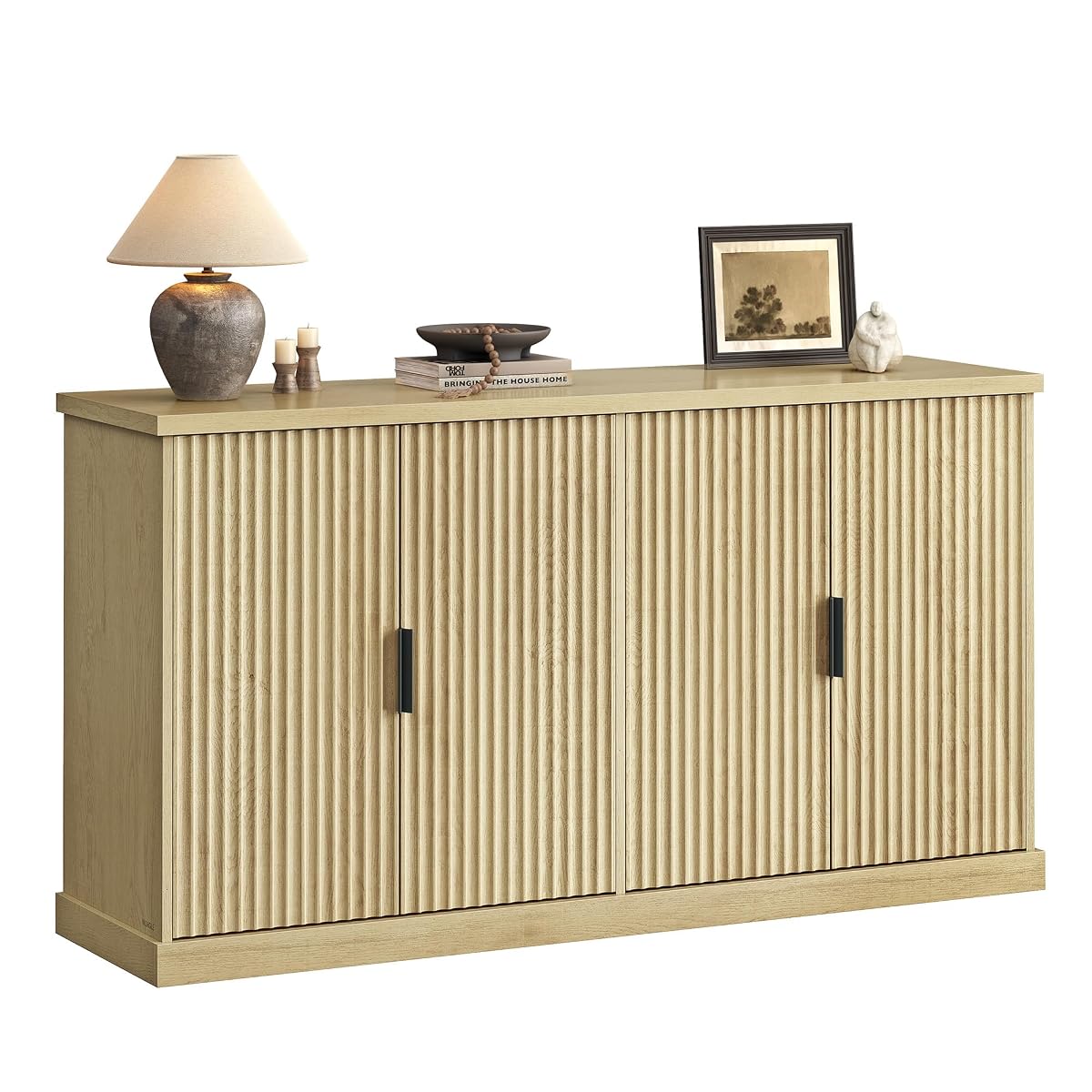 VASAGLE Contemporary Buffet Cabinet with Adjustable Shelves, Fluted Doors