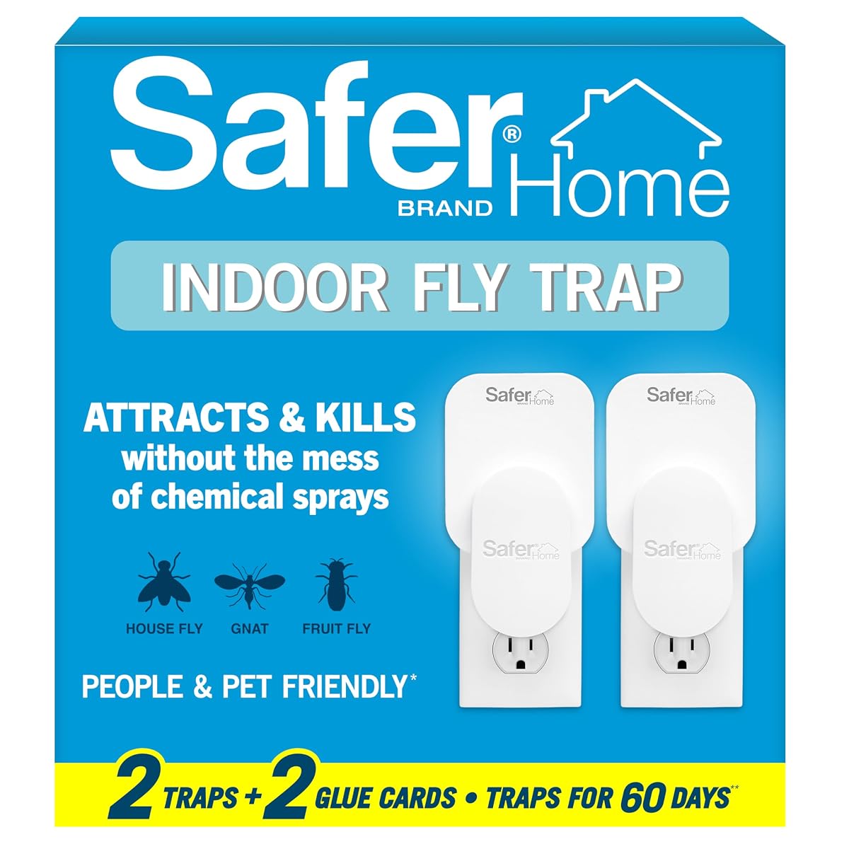 Safer Home Flying Insect Trap, Plug-in Fruit Fly Trap for Indoors, 2-Pack