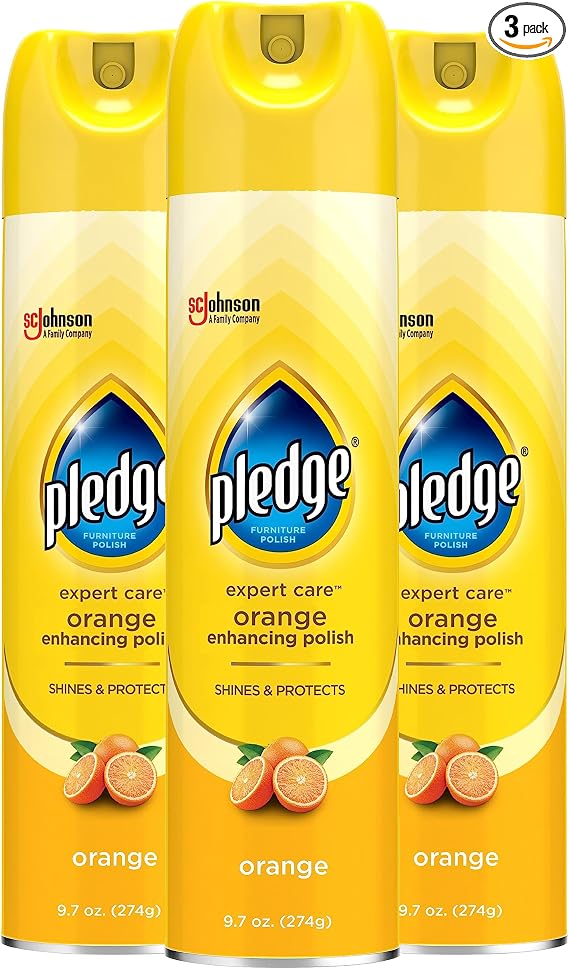 Pledge Enhancing Polish, Wood & Furniture Spray, Orange Scent, 9.7oz (Pack of 3)