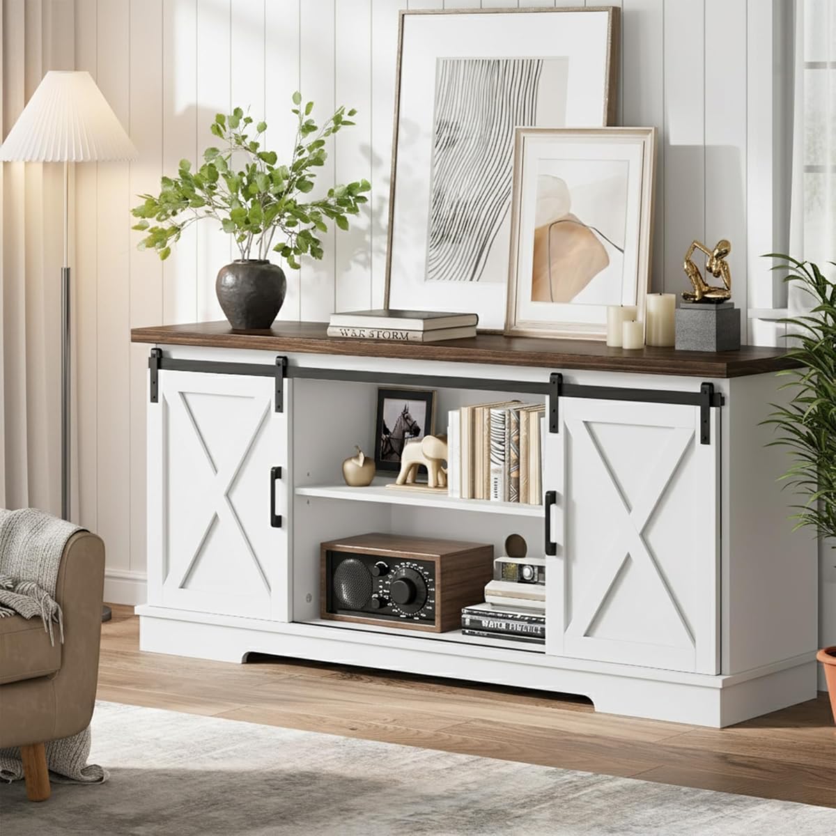 Farmhouse TV Stand for 65 Inch TV