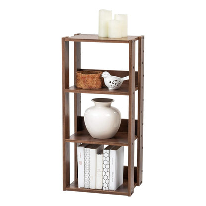 3-Tier 16" Medium Open Wooden Bookshelf with Adjustable Shelves, Easy Assembly Bookcase Farmhouse Shelf for Small Spaces Bedroom Office Living Room Indoor, Brown